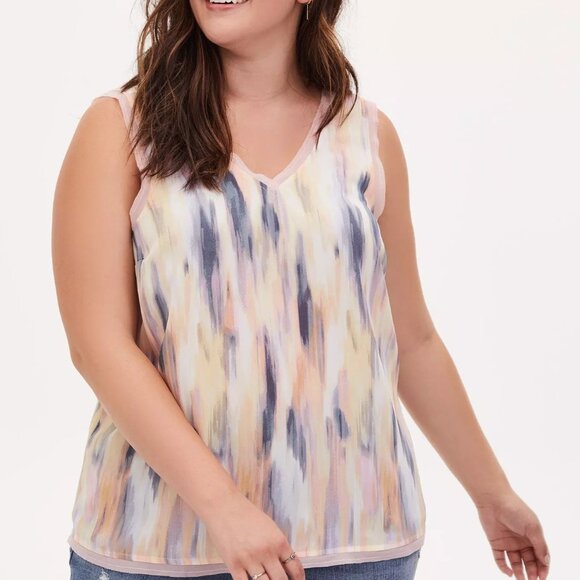 Torrid 2X Georgette Tank Top | Stripe White | Chiffon Trim | Plus Size 2X - Picture 14 of 16